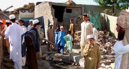 Drone Damage, indiscrimnate killings, small village outside of Miramshah, North Waziristan, AP Photo