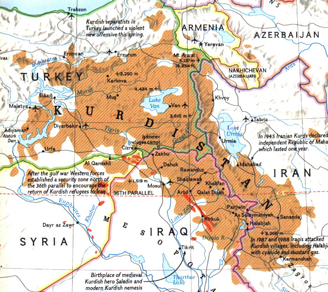 kurdistan map presence